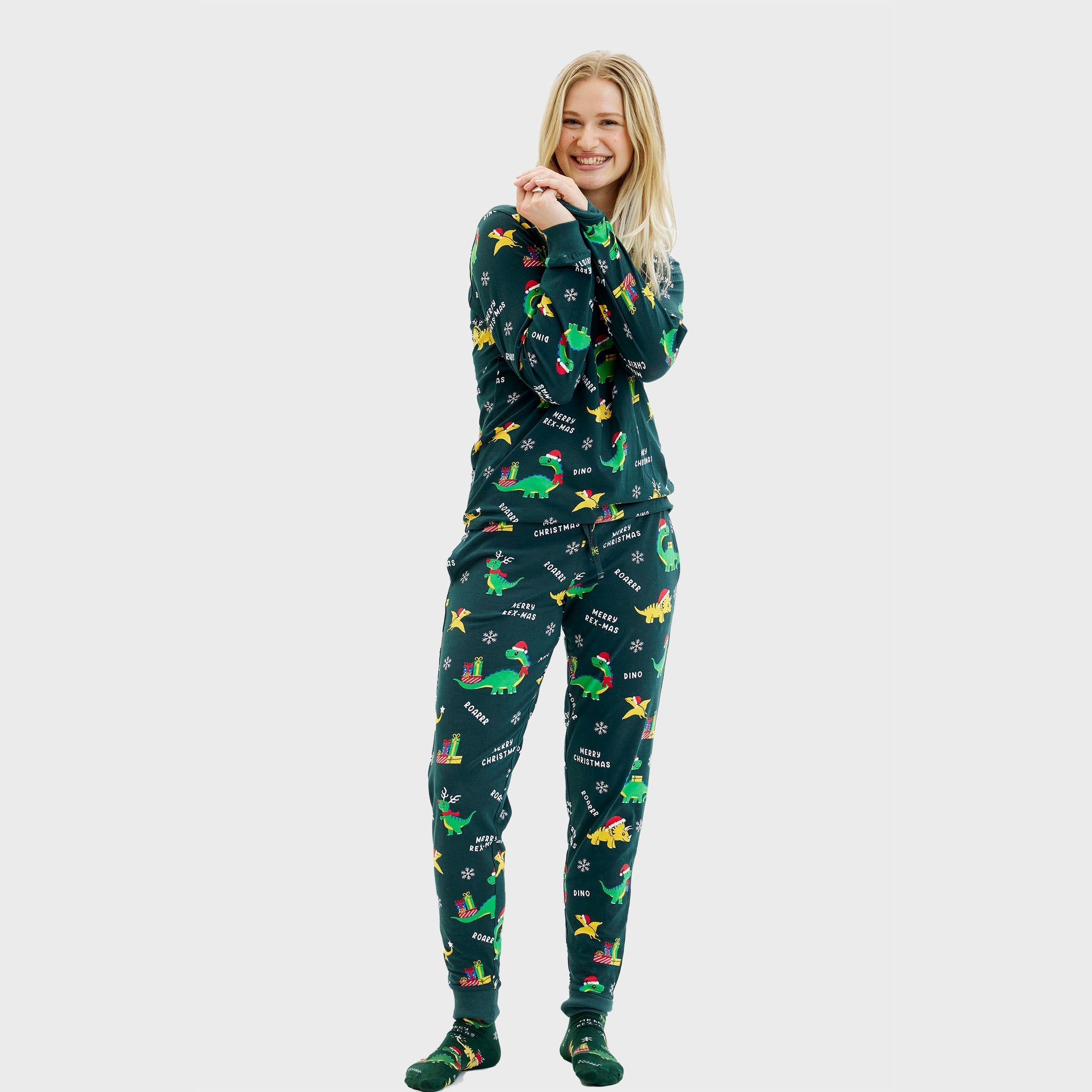 Dino Weihnachtspyjamas - Damen.